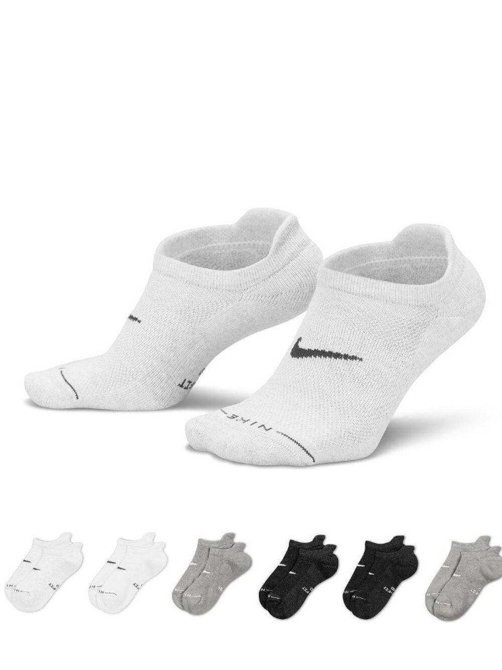 6 Pair Women's Nike No Show Socks Size M Everyday Cotton Cushioned 6 Pack